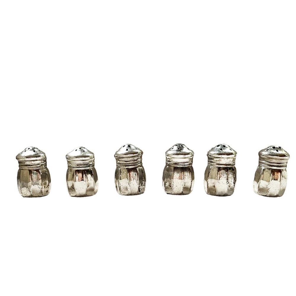 Beautiful Set of 6 Silver-Plated Individual Salt & Pepper Shakers - Picture 7 of 9